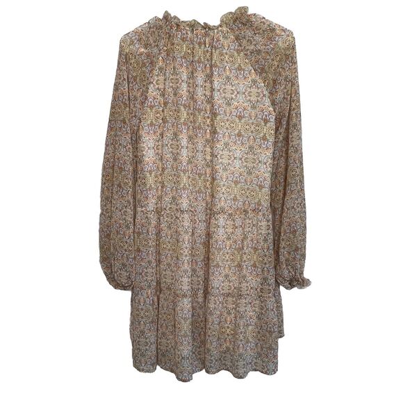 Show Me Your Mumu Paisley Birdie Yellow Mini Dress Long Sleeve Boho Small T21 - Picture 7 of 8